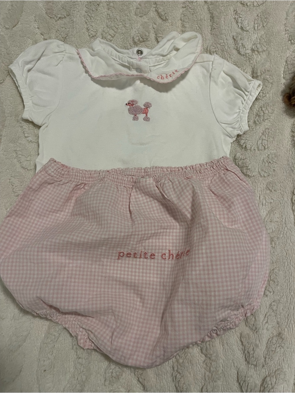 Janie and Jack White and Pink Baby Romper with Gingham Bubble